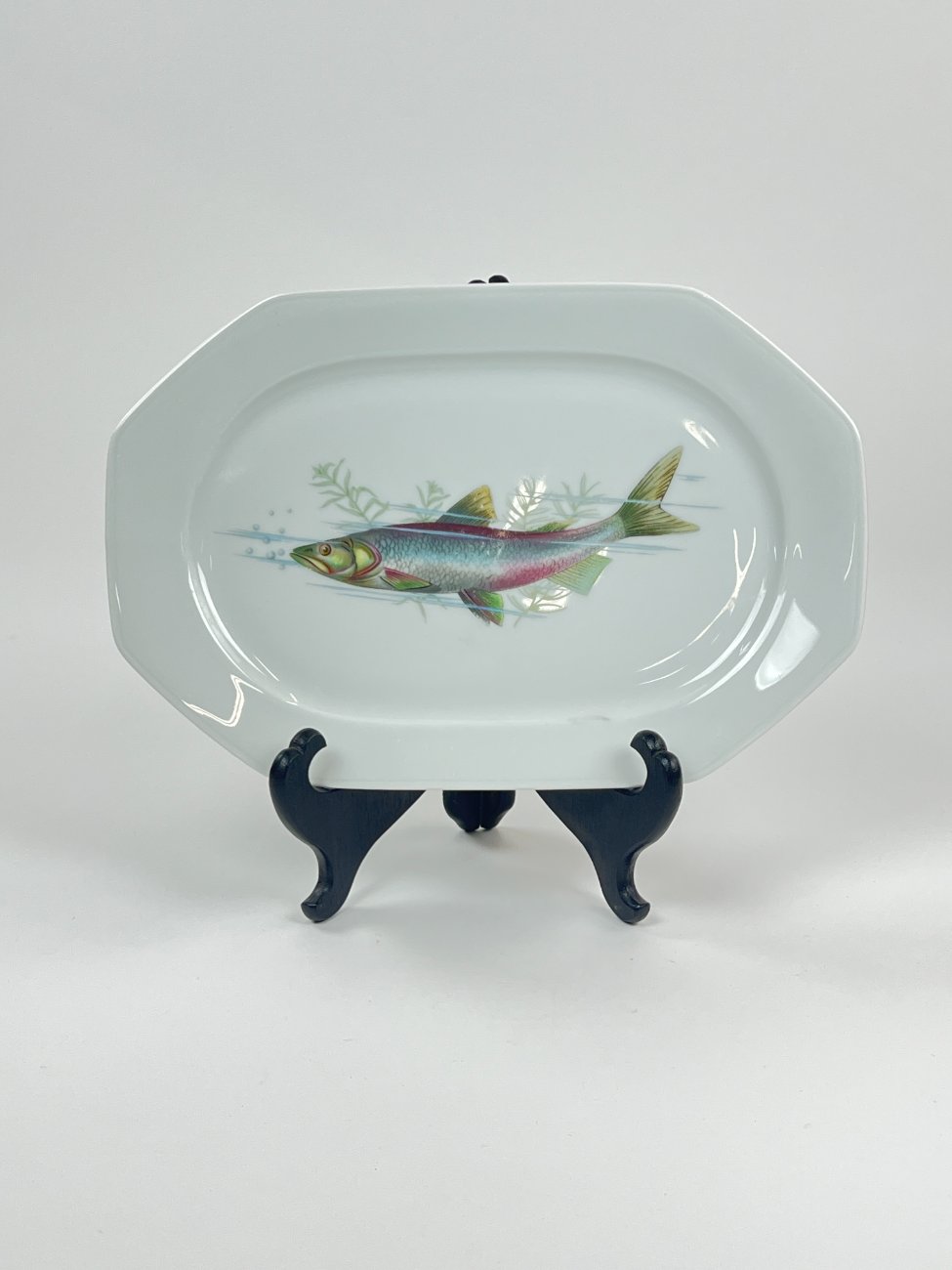 DN0240-servizu-dalys-1 Porcelianinė Winterling serviravimo lėkštė su žuvies atvaizdu 19x29x2,5 cm