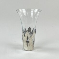 Sidabruoto metalo laikiklis su stiklo taurele 50 ml 6,5×6,5×10,5 cm