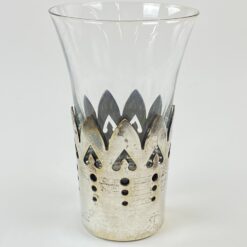 Sidabruoto metalo laikiklis su stiklo taurele 110 ml 7x7x11 cm