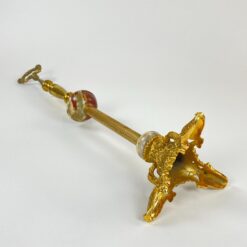 Žalvarinė pastatoma dekoracija su akmens detalėmis 16x16x67,5 cm