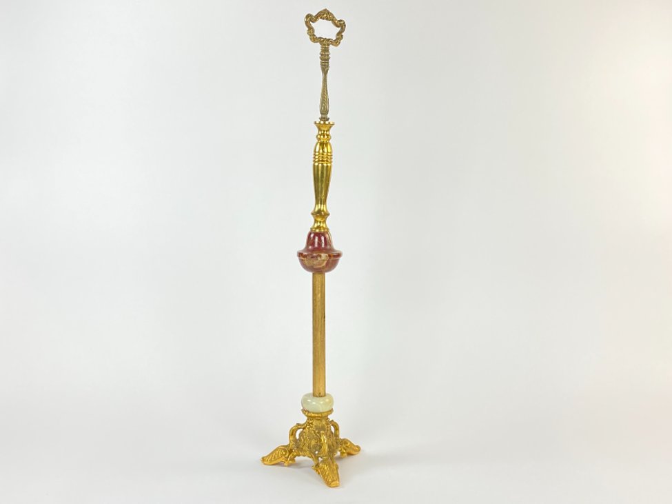 HF0176-interjero-ir-apdailos-prekes-2 Žalvarinė pastatoma dekoracija su akmens detalėmis 16x16x67,5 cm