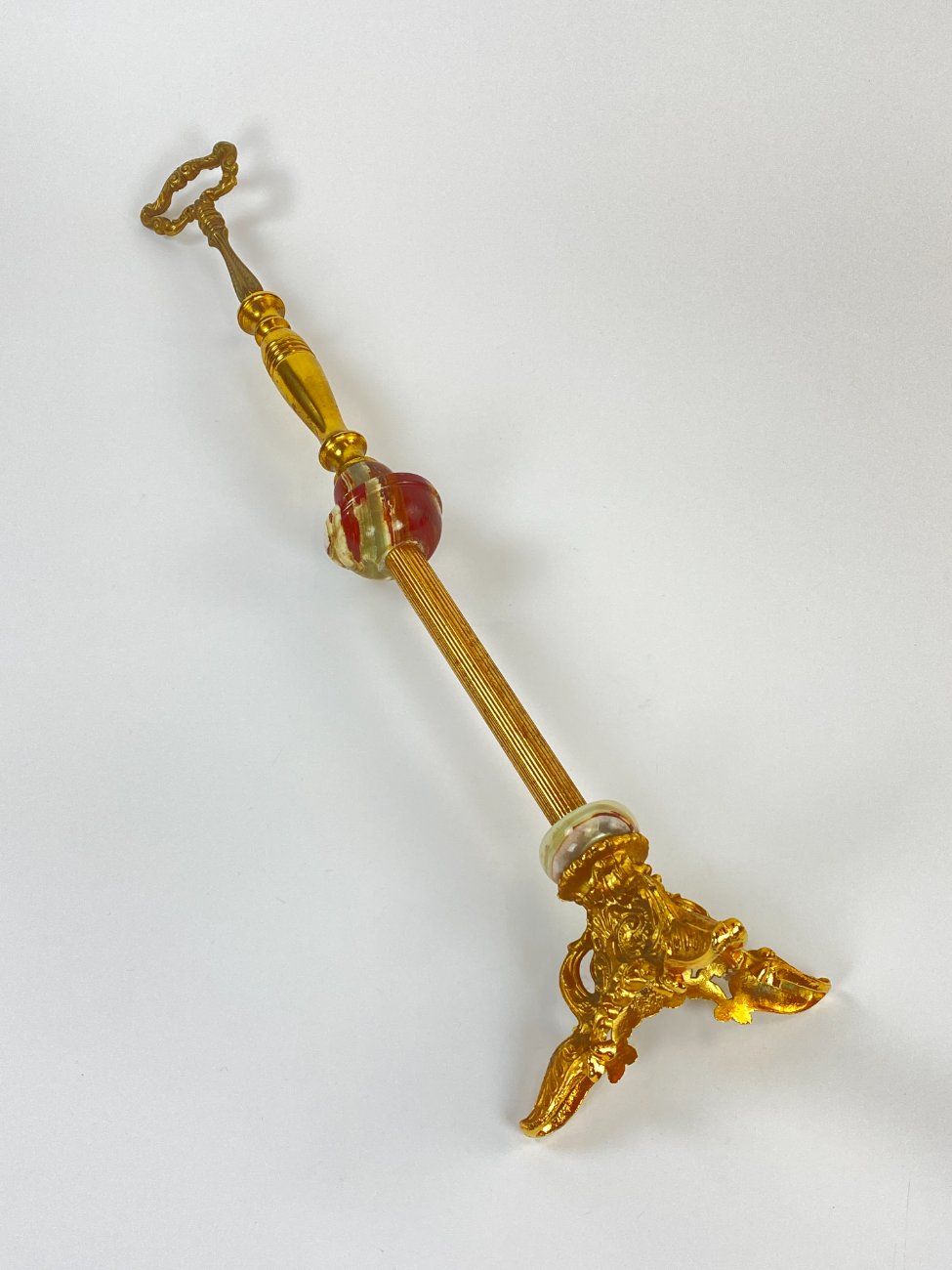 HF0176-interjero-ir-apdailos-prekes-4 Žalvarinė pastatoma dekoracija su akmens detalėmis 16x16x67,5 cm