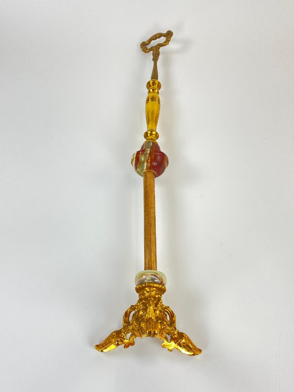 HF0176-interjero-ir-apdailos-prekes-5 Žalvarinė pastatoma dekoracija su akmens detalėmis 16x16x67,5 cm