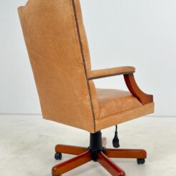 Raudonmedžio rėmo darbo krėslas su oda 77x77x113 cm, 56 cm