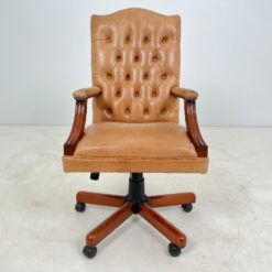 Raudonmedžio rėmo darbo krėslas su oda 77x77x113 cm, 56 cm