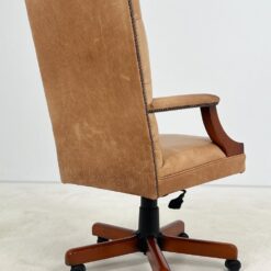 Raudonmedžio rėmo darbo krėslas su oda 77x77x113 cm, 56 cm