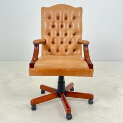 Raudonmedžio rėmo darbo krėslas su oda 77x77x113 cm, 56 cm