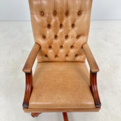 Raudonmedžio rėmo darbo krėslas su oda 77x77x113 cm, 56 cm