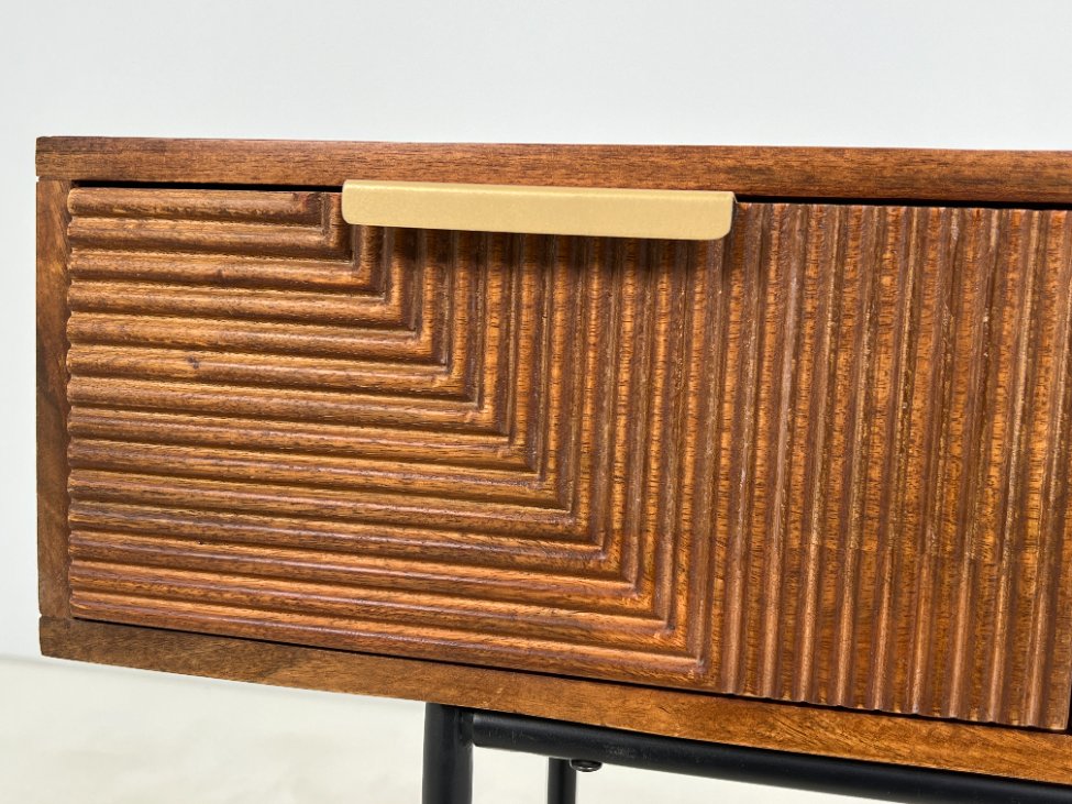 HL0170-stalai-7 Moderni mango medžio konsolė su dviejais stalčiais 32×75,5×91,5 cm