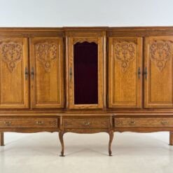 Ilga drožinėta dviejų dalių ąžuolinė komoda 55x250x159 cm