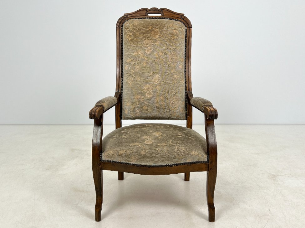 HL0195-valgomojo-kreslai-2 Ąžuolinis krėslas su gobelenu 75×62,5×115 cm, 42 cm