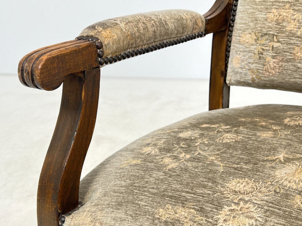 HL0195-valgomojo-kreslai-6 Ąžuolinis krėslas su gobelenu 75×62,5×115 cm, 42 cm