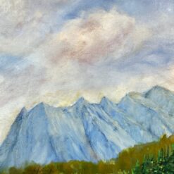 Ant drobės tapytas gamtos peizažas aukso spalvos mediniame rėme 6x82x62 cm