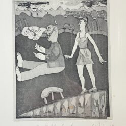 Grafikos darbas mediniame rėme 1,5×34,5×49 cm