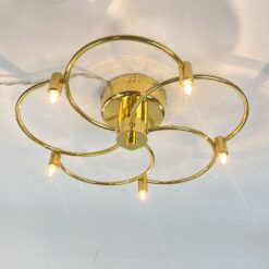 Žalvarinis pakabinamas penkių šakų šviestuvas 40x40x12 cm