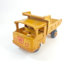 Vintažinis žaislinis FWF medinis sunkvežimis 46x19x22 cm