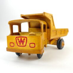 Vintažinis žaislinis FWF medinis sunkvežimis 46x19x22 cm