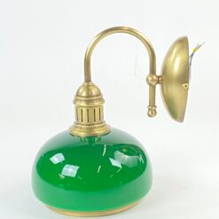 Žalvarinis sieninis šviestuvas su žalios spalvos stiklo gaubtu 24x19x25 cm