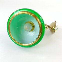 Žalvarinis sieninis šviestuvas su žalios spalvos stiklo gaubtu 24x19x25 cm