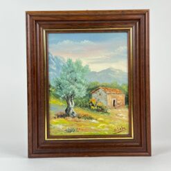 Ant drobės tapytas gamtos peizažas mediniame rėme 4x27x32 cm