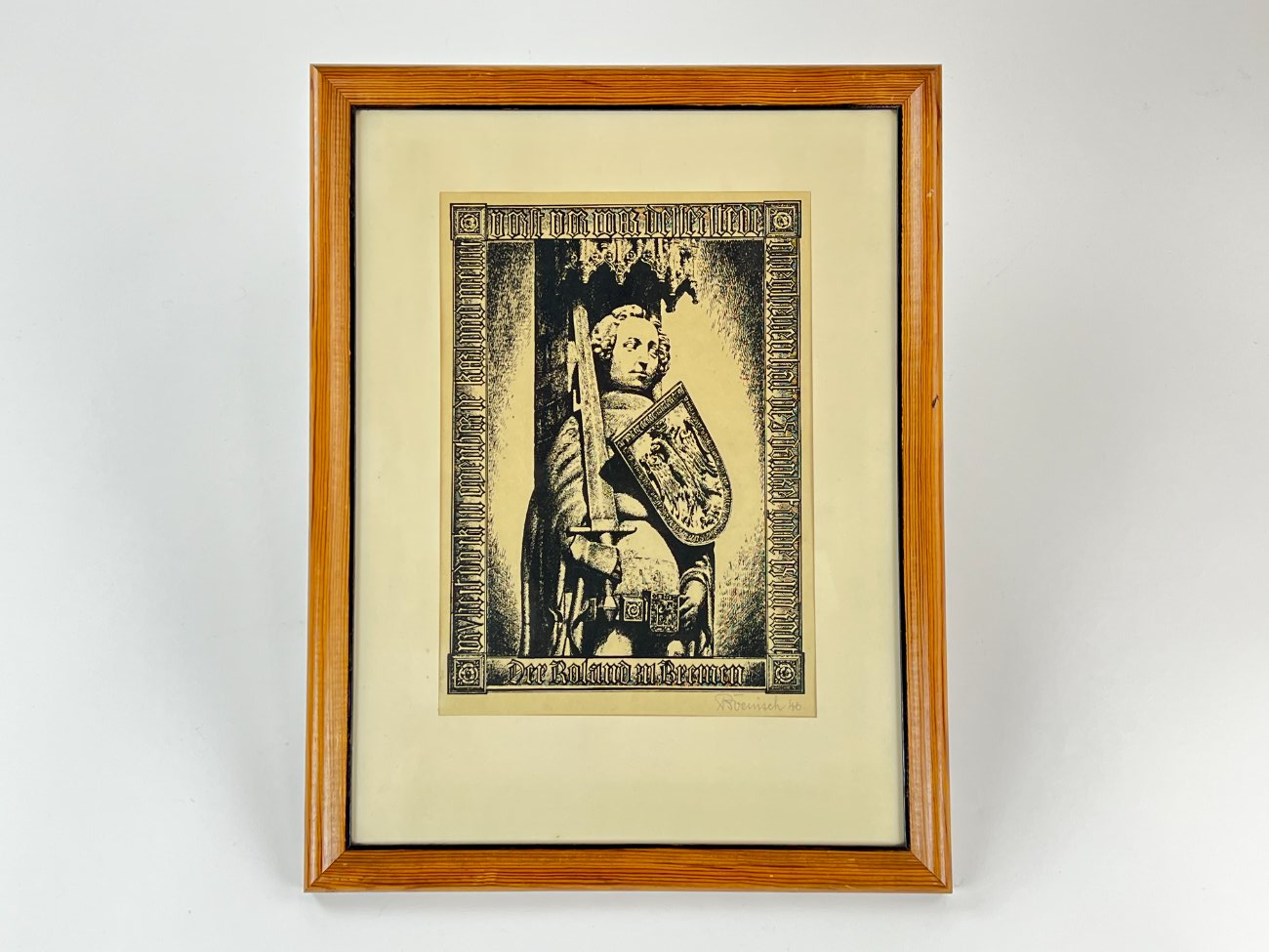 HN1132-grafika-ir-printai-2 Grafikos darbas “Bremer Roland” mediniame rėme su stiklu 3×34,5×44,5 cm