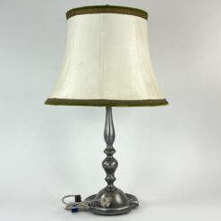 Alavinis stalinis šviestuvas šviesiu eko odos gaubtu 46x46x75 cm