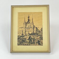 Grafikos darbas "Vernigerodės rotušė" rėme su stiklu 1,5x25,5x31,5 cm