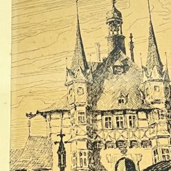 Grafikos darbas “Vernigerodės rotušė” rėme su stiklu 1,5×25,5×31,5 cm