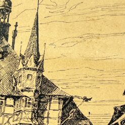 Grafikos darbas “Vernigerodės rotušė” rėme su stiklu 1,5×25,5×31,5 cm