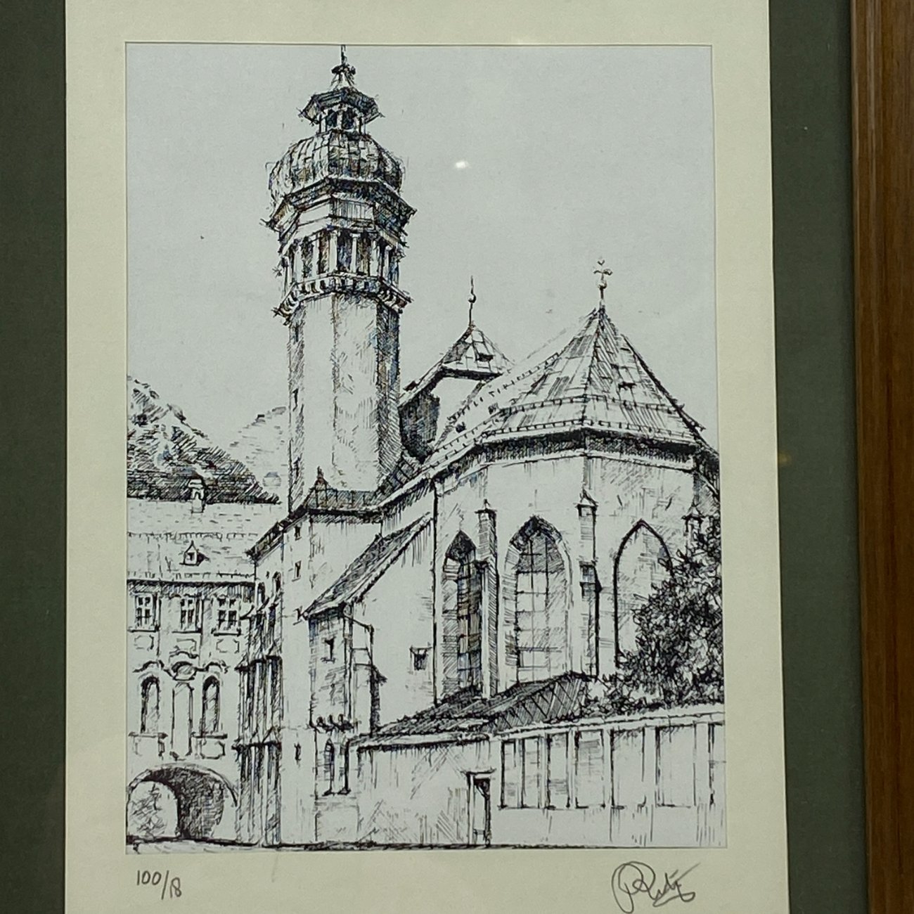 HN1152-grafika-ir-printai-7 Grafikos darbas “Innsbruck Hofkirche”, pasirašytas, 100/18 2×28,5×34,5 cm