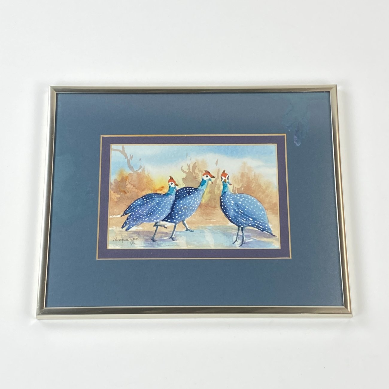 HN1153-animalistine-tematika-0 Akvarele tapytas paveikslas “Fazanai” metalo rėme su stiklu 2×30,5×24 cm