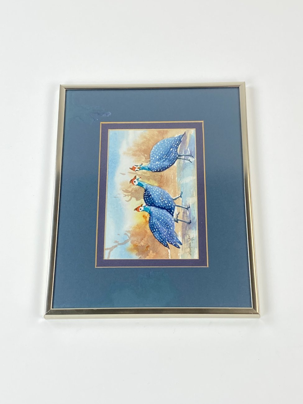 HN1153-animalistine-tematika-3 Akvarele tapytas paveikslas “Fazanai” metalo rėme su stiklu 2×30,5×24 cm