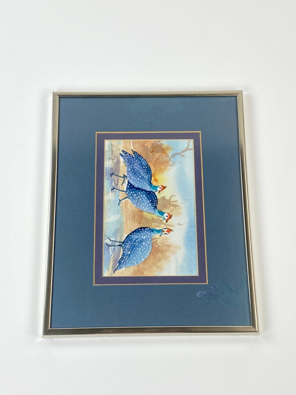 HN1153-animalistine-tematika-4 Akvarele tapytas paveikslas “Fazanai” metalo rėme su stiklu 2×30,5×24 cm