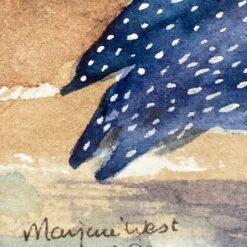 Akvarele tapytas paveikslas “Fazanai” metalo rėme su stiklu 2×30,5×24 cm