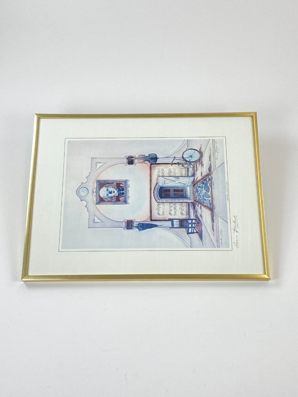 HN1156-grafika-ir-printai-3 Armin Birkel printas “Clown und Violine” rėme, pasirašytas 1,5×30,5×40,5 cm