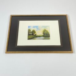 Akvarele tapytas gamtos peizažas su beržais medžio rėme 1,5x41,5x31,5 cm