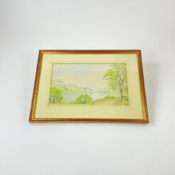 Harry Gibberd akvarele tapytas gamtos peizažas mediniame rėme 2x44x33 cm