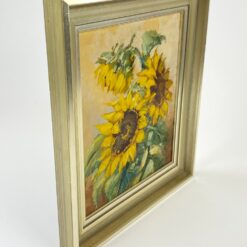 Ant kartono tapytas natiurmortas “Saulėgrąžos” mediniame rėme 4x33x38 cm