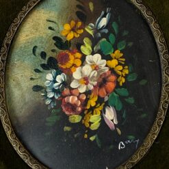 Aliejiniais dažais tapytas gėlių natiurmortas medžio rėmelyje 2×18,5×20 cm