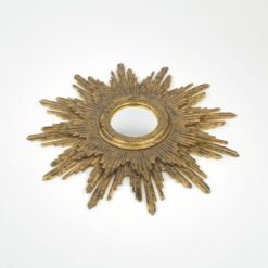 Liokajaus veidrodis saulės formos auksiniame polirezino rėme 2,5x47x47x cm