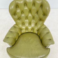 Žalios odos, chesterfield stiliaus fotelis 85x80x92 cm, 45 cm
