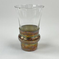 Sidabruoto metalo laikiklis su stiklo taurele 110 ml 6.5×6.5×10.5 cm