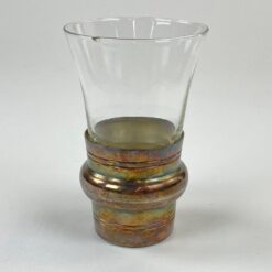 Sidabruoto metalo laikiklis su stiklo taurele 110 ml 6.5×6.5×10.5 cm