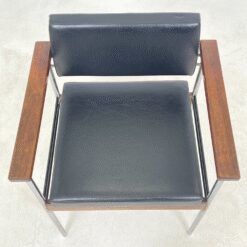 Vintažinis metalinio rėmo krėslas su eko oda 47x57x74 cm, 46 cm