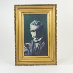 Ant medžio guašu tapytas portretas “Vyras su pypke” 4,5×31,5×45 cm