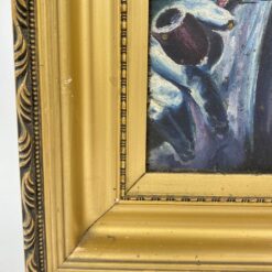 Ant medžio guašu tapytas portretas “Vyras su pypke” 4,5×31,5×45 cm