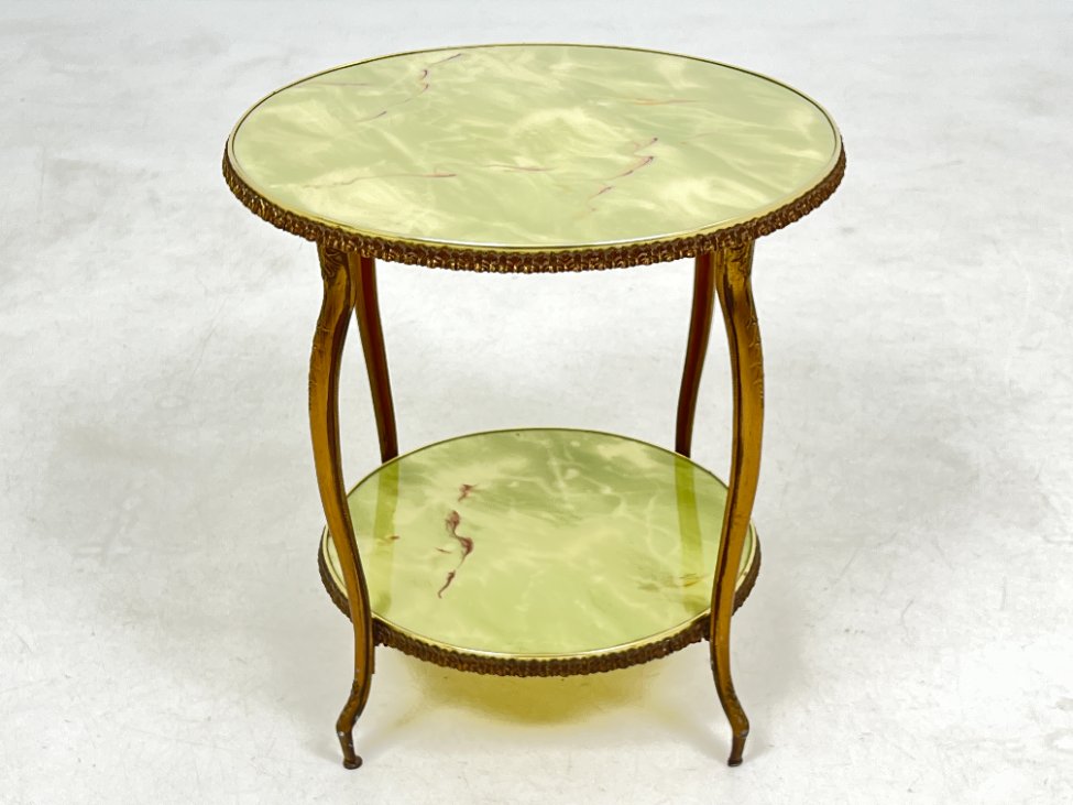 DN0319-stalai-2 Metalinis staliukas su onikso imitacijos stalviršiais 45x45x48 cm