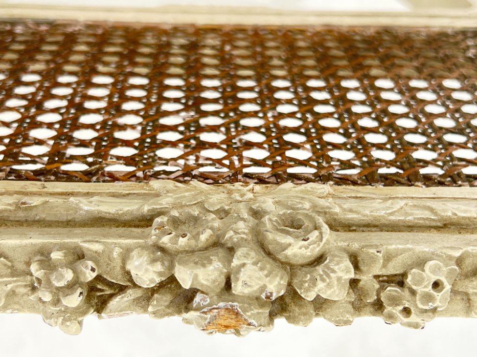 DN0342-kedes-12 Medinės rokoko stiliaus kėdutės su ratanu 2 vnt. kompl. 39x45x88 cm, 45 cm