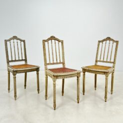 Medinės kėdutės su ratano sėdimosiomis 3 vnt. kompl. 44x42x91 cm, 46 cm