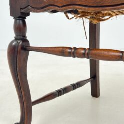 Ąžuolinis krėslas pinta šiaudine sėdimąja dalimi 52×65,5×98,5 cm, 46 cm